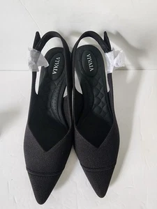 NEU Vivaia Addison spitz zulaufende Fersenriemen-Sandalen mit Absatz schwarz Größe 7,5 neu im Karton Schuhe - Bild 1 von 23