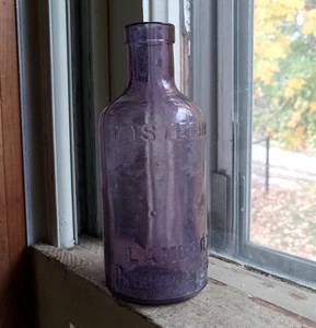 UNA DE LAS PRIMERAS BOTELLAS ANTISÉPTICAS LISTERINA SOPLADAS A MANO BONITA AMATISTA - Imagen 1 de 6