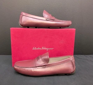 Salvatore Ferragamo Newton Smooth Leather Men's Loafers US 10.5 EE Nebbiolo Calf - Picture 1 of 12