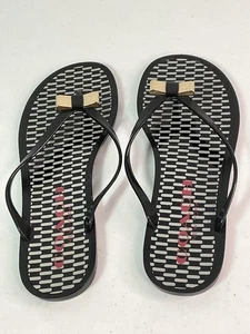 Coach Landon schwarz & grau Flip-Flop Sandalen mit goldfarbener Schleife. Gr. 9. Excel Zustand - Bild 1 von 11