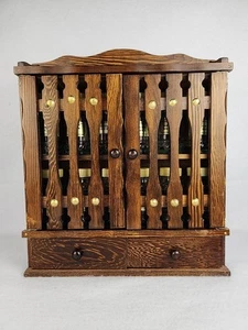 Vtg Wood Spice Cabinet Rack Wall Mount 2 Drawer 2 Door Includes 12 Spice Jars - Picture 1 of 13