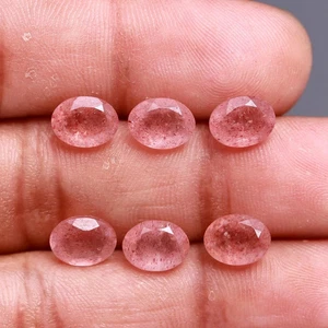 QUARZO FRAGOLA ROSA NATURALE SFACCETTATO FORMA OVALE GEMMA SFUSA GIOIELLI - Foto 1 di 3