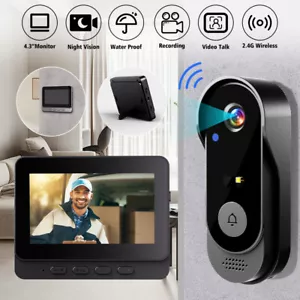2.4G Wireless Smart 4.3" LCD Bildschirm Gegensprechanlage Video Türklingel Kamera Monitor Zuhause - Bild 1 von 24
