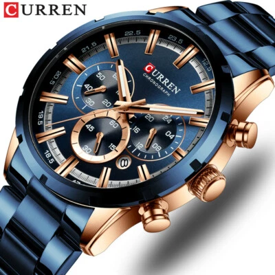 CURREN Fashion Men Watches Sports Chronograph Quartz Watch Business Wristwatches - Image 1 of 4