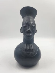 African tribal art mangbetu traditional jug from DRC, Black Colored Pottery - Picture 1 of 10