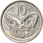 Pièce de 10 cents Nouvelle-Zélande | Reine Elizabeth II | Masque Maori Koruru | 1999 - 2006