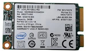 HP Intel SSDMAEXC024G3H 670071-001 24 Go mSATA SSD disque SSD 80 % santé - Photo 1/1
