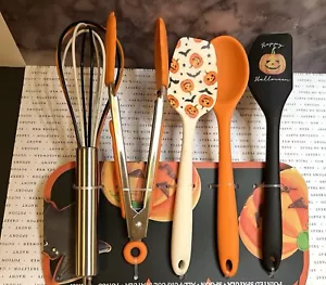 5 HALLOWEEN MINI UTENSILIEN SET SILIKON SPACHTEL ZANGE SCHNEE LÖFFEL PUMPKINS FLEDERMÄUSE - Bild 1 von 8