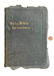 Holy Bible Red Letter Edition 1926 KJV Leather - Girl Scout Card Betty Sain - Picture 1 of 11