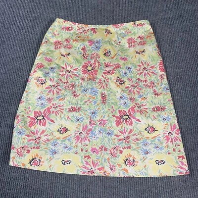 Falda Brooks Brothers para mujer 12 blanca floral AOP forrada recta mezcla de algodón Foto 1 de 4