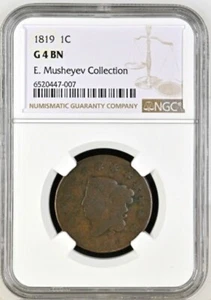 1819 Coronet Head Large Cent NGC G4 BN - #298 - Picture 1 of 3