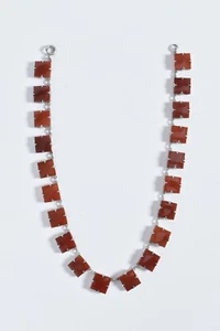 1980s Irish Seamus GILL, Silver and Carnelian Necklace ! 20 square carnelians - Picture 1 of 16