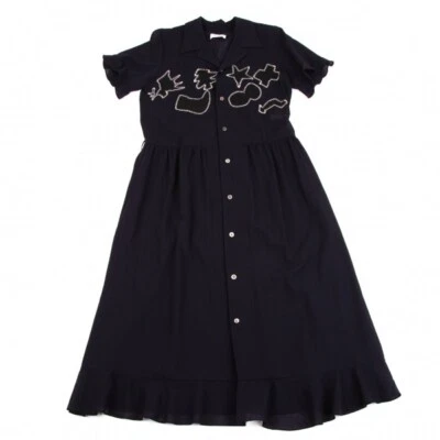 Vestido Camisa Bordado Robe de Chambre Comme des Garcons Talla M Azul Marino Usado Foto 1 de 4