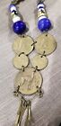 Peruvian Necklace with 1968 Peru Un Sol De Oro & Other Brass Coins & Blue Beads