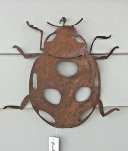 Ladybird Rust Metal Wall Art Indoor Outdoor Decoration - Picture 1 of 5