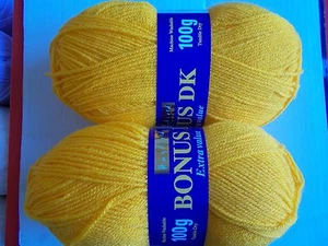 Hayfield Bonus DK yarn, Sunflower (deep yellow), lot of 2 (306 yds ea) - Picture 1 of 2