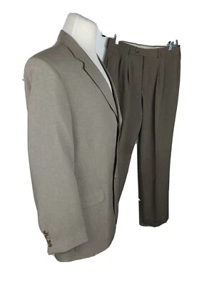J.Ferrar Mens Sz 44R 32waist Biege Color Poly Blend Suit S61 - Image 1 of 4