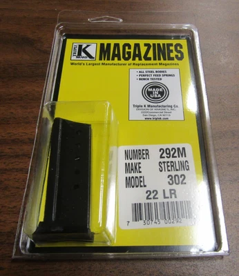 Cargador de pistola Sterling Modelo 302 ~ .22 LR 6 Rd Azul Triple K 292M Foto 1 de 4