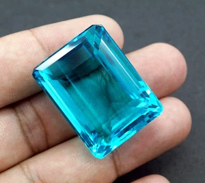 Piedra preciosa suelta topacio azul brillante esmeralda brasileña natural certificada 150+ quilates - Imagen 1 de 5