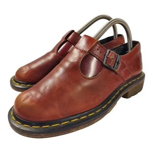 Vintage DR. MARTENS Shoes Womens Size 6 Burgundy Red T Strap Mary Janes Y2K 90s - Picture 1 of 14