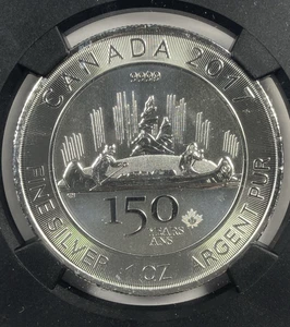 2017 Canada 150th Anniversary $5 Silver Voyager. NGC SMS 69. F.R. - Picture 1 of 5