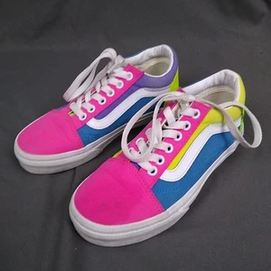 Mädchen Vans Off The Wall Sneaker Rosa Blau Canvas Große Kinder Größe 2 Schuhe - Bild 1 von 6