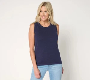 Belle by Kim Gravel High Neck 100% Cotton Tank Sweater Twilight 1X New - Picture 1 of 1