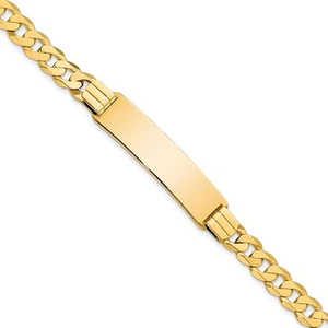 14k Yellow Gold Curb Link Chain ID Bracelet 8" 16.23gm for Women - Picture 1 of 5