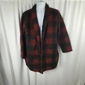 Ava & Viv Jacke Damen Plus X rot schwarz Büffel kariert Schalkragen vorne offen - Bild 1 von 13