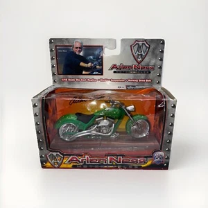 Arlen Ness Iron Legends Custom Motorcycle 1/18 Scale Green With Flames Chopper - Picture 1 of 11