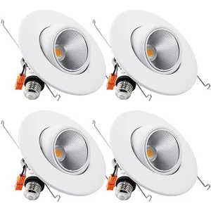 4-Pack 6 Inch 12W Adjustable LED Recessed Downlight, Retrofit Ceiling Light - Picture 1 of 15