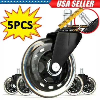 FOH Set of 5 Office 3 inch Chair Caster Rubber Swivel Wheels Replacement Heavy Duty