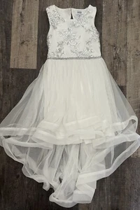 Speechless Flower Girl Dress White Hi-low Tulle Size 10 Rhinestone Sequin - Picture 1 of 3