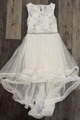 Speechless Flower Girl Dress White Hi-low Tulle Size 10 Rhinestone Sequin - Image 1 of 3