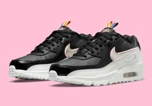 NIKE AIR MAX 90 LEATHER SE LO UNISEX MEN SIZE 6 = WOMEN SIZE 7.5 SHOES BLACK NEW - Picture 1 of 8