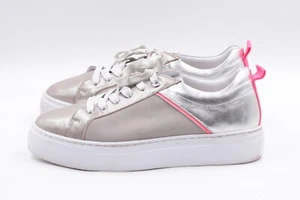 BUGATTI Damen Plateau Sneaker EUR 38 UK 5 Beige Silber Leder Freizeitschuhe - Bild 1 von 7