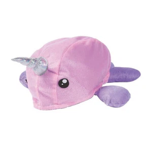 NEW Kids Plush Narwhal Hat, pink & purple w/ 3D shiny silver horn, child size - Picture 1 of 3