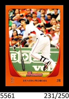 1-2011 BOWMAN ORANGE PARALLEL DUSTIN PEDROIA RED SOX /250 CARD#26 QTY - Image 1 of 2