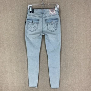 Pantalones de mezclilla True Religion Jennie Curvy 26 *27x29* para mujer azul tiro medio solapa lavado claro - Imagen 1 de 16