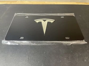 Tesla Metal 3D Black Matte & Silver Finished License Plate Chrome FAST USA SHIP! - Picture 1 of 10