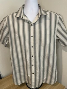 KUHL Beige Gray Medium Stripe Button Front Shirt Short Sleeve - Picture 1 of 8