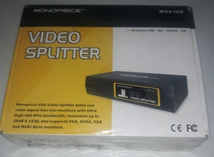 Monoprice MSV-102 VGA + Video Splitter 2048x1536 Resolution Factory Sealed - Picture 1 of 4