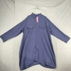NEW Romacci Button Down Blouse Womens Sz 5XL Purple Long Sleeve Asymmetrical Hem