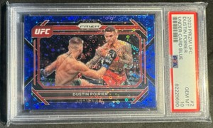 2023 UFC Dustin Poirier Panini Prizm Undercard Blue Disco Prizm Card /25 PSA 10