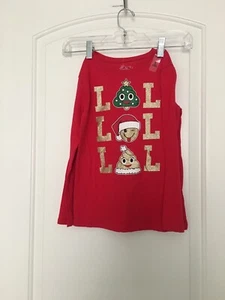 The Children's Place Girls T-Shirt Tee Christmas Theme "LOL Emoji" Size Small - Picture 1 of 9