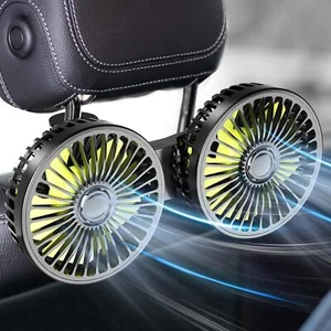 Car Fan for Backseat 3 Speeds Rotatable USB Dual Head Cooling Fans for Kids Baby - Picture 1 of 11