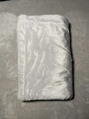 Gray Embossed Sports Football Baseball Soccer Baby Blanket Reversible Sherpa - Image 1 of 4