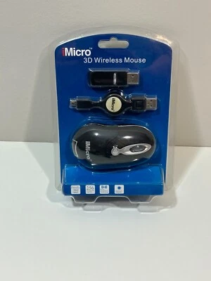 Micro 3D Wireless Optical Mouse - NEW Sealed MO-16SBK - Image 1 of 2