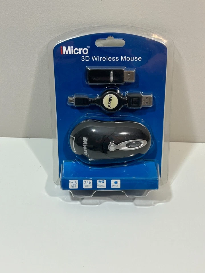 Micro 3D Wireless Optical Mouse - NEW Sealed MO-16SBK - Image 1 of 2