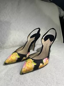 Paul Andrew | Flower Print Silk and Suede | Size: 9 1/2 | Pre-Owned - Picture 1 of 3